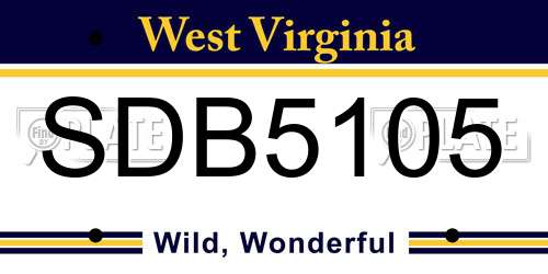 SDB5105 West Virginia License Plate