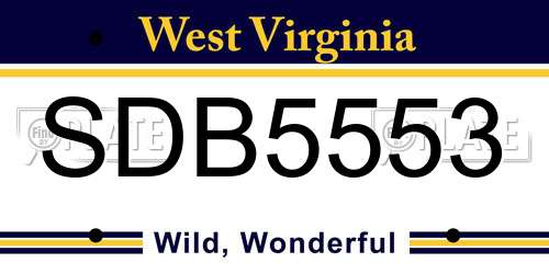 SDB5553 West Virginia License Plate