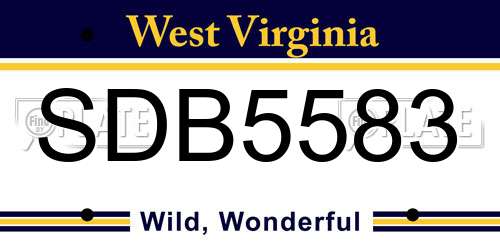 SDB5583 West Virginia License Plate