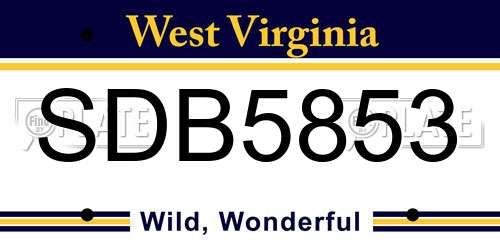 SDB5853 West Virginia License Plate