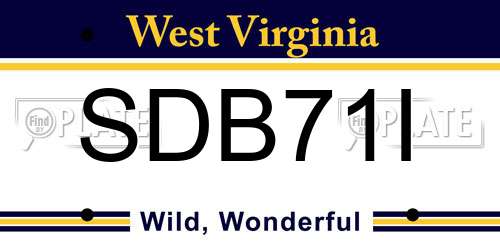 SDB71I West Virginia License Plate
