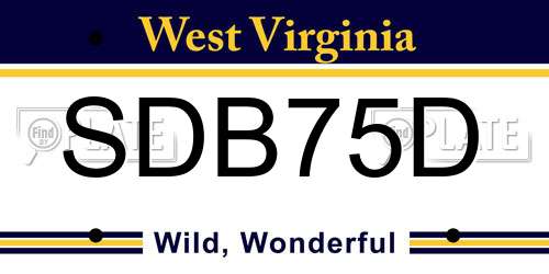 SDB75D West Virginia License Plate
