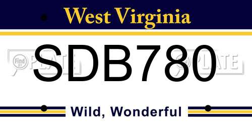 SDB780 West Virginia License Plate
