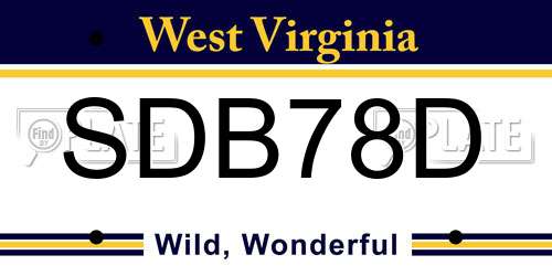 SDB78D West Virginia License Plate