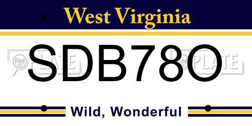 SDB78O West Virginia License Plate
