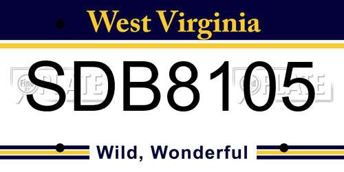 SDB8105 West Virginia License Plate