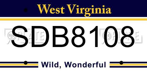 SDB8108 West Virginia License Plate