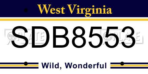 SDB8553 West Virginia License Plate