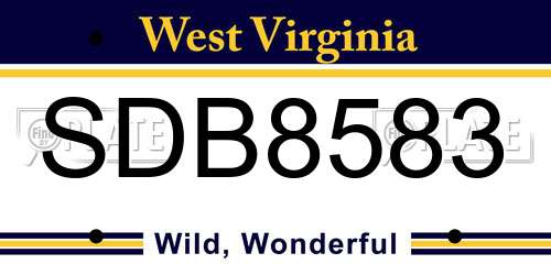 SDB8583 West Virginia License Plate