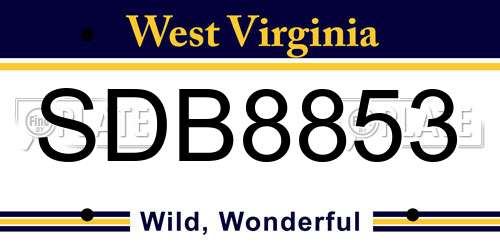 SDB8853 West Virginia License Plate