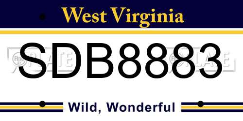 SDB8883 West Virginia License Plate