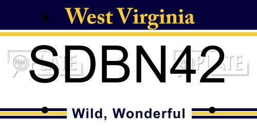 SDBN42 West Virginia License Plate