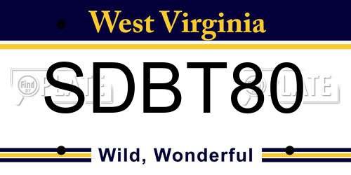 SDBT80 West Virginia License Plate