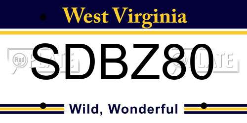 SDBZ80 West Virginia License Plate