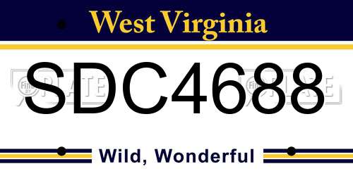 SDC4688 West Virginia License Plate