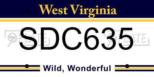 SDC635 West Virginia License Plate