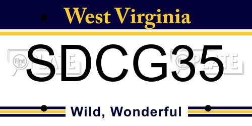 SDCG35 West Virginia License Plate