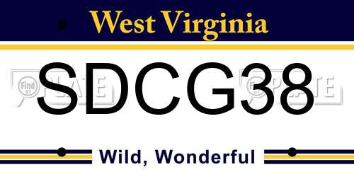 SDCG38 West Virginia License Plate