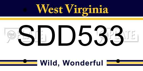 SDD533 West Virginia License Plate