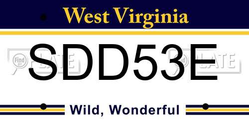 SDD53E West Virginia License Plate