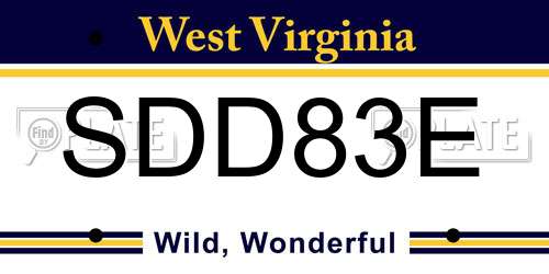 SDD83E West Virginia License Plate