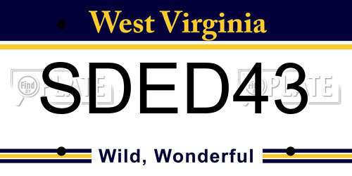 SDED43 West Virginia License Plate