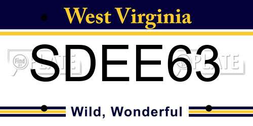SDEE63 West Virginia License Plate