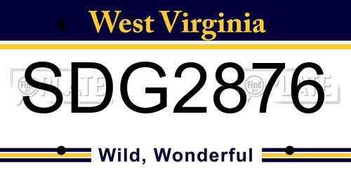 SDG2876 West Virginia License Plate