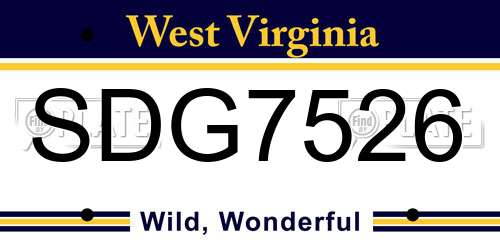 SDG7526 West Virginia License Plate