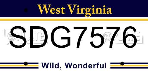 SDG7576 West Virginia License Plate
