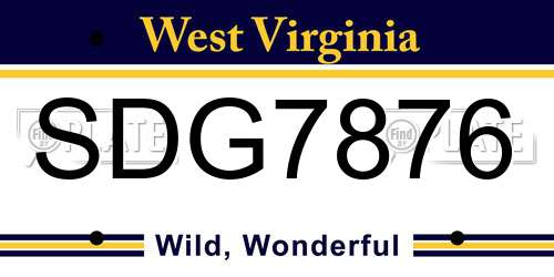 SDG7876 West Virginia License Plate