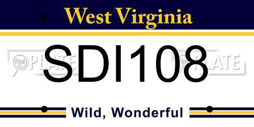 SDI108 West Virginia License Plate