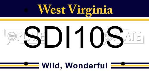 SDI10S West Virginia License Plate