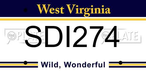 SDI274 West Virginia License Plate