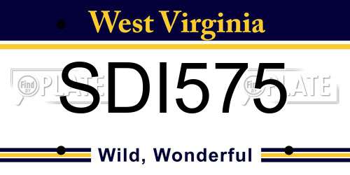 SDI575 West Virginia License Plate