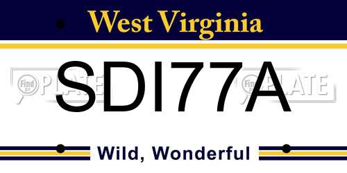 SDI77A West Virginia License Plate