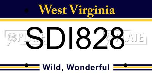 SDI828 West Virginia License Plate