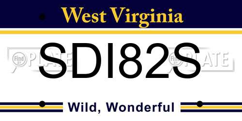 SDI82S West Virginia License Plate