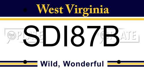 SDI87B West Virginia License Plate