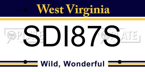 SDI87S West Virginia License Plate