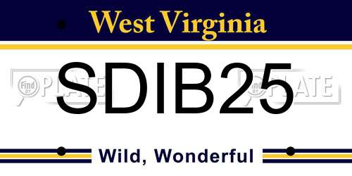 SDIB25 West Virginia License Plate