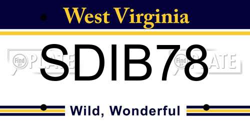 SDIB78 West Virginia License Plate