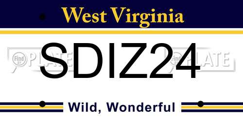 SDIZ24 West Virginia License Plate