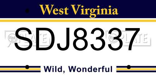SDJ8337 West Virginia License Plate