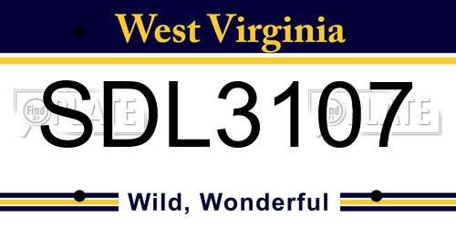 SDL3107 West Virginia License Plate