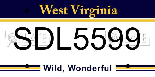 SDL5599 West Virginia License Plate