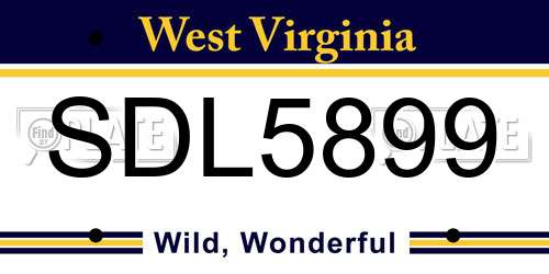 SDL5899 West Virginia License Plate