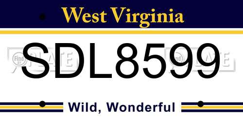 SDL8599 West Virginia License Plate