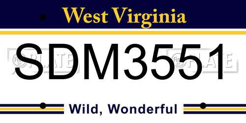 SDM3551 West Virginia License Plate