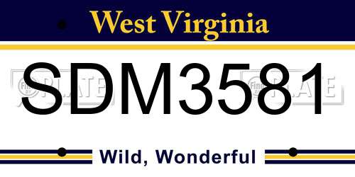 SDM3581 West Virginia License Plate